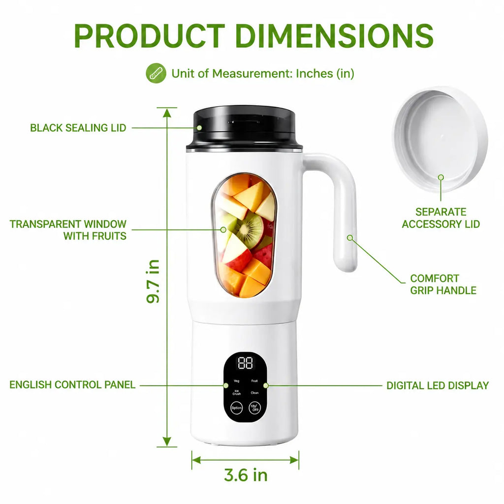 20OZ Lightweight Cordless Handheld Juice Blender for Kitchen Supplies, Usb-Rechargeable Battery-Powered Portable Home Juicer with LED Display, 22000 RPM Multi-Gear Ice Crush, Bpa-Free Self-Cleaning for Smoothies