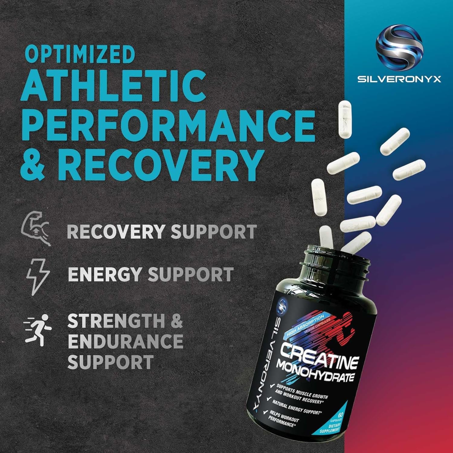Creatine Monohydrate 3000Mg per Serving - 3X Strength Micronized Creatine Powder - Supports Lean Muscle, Strength, Energy, & Endurance - All Natural Supplement, Non-Gmo, Bottled in USA - 60 Capsules