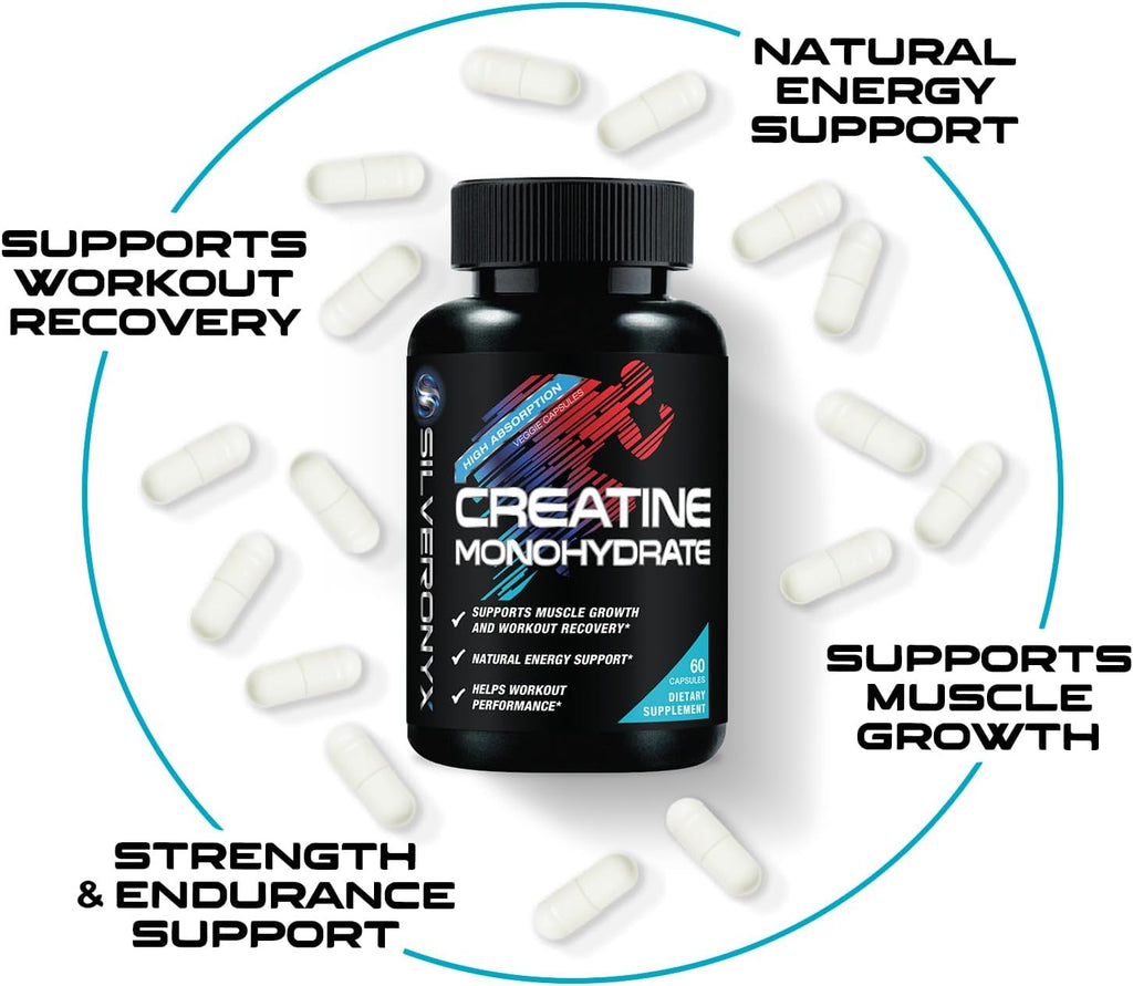Creatine Monohydrate 3000Mg per Serving - 3X Strength Micronized Creatine Powder - Supports Lean Muscle, Strength, Energy, & Endurance - All Natural Supplement, Non-Gmo, Bottled in USA - 60 Capsules