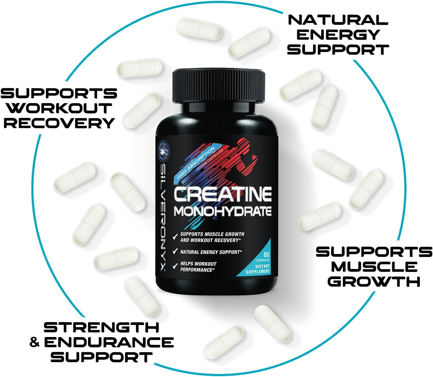 Creatine Monohydrate 3000Mg per Serving - 3X Strength Micronized Creatine Powder - Supports Lean Muscle, Strength, Energy, & Endurance - All Natural Supplement, Non-Gmo, Bottled in USA - 60 Capsules